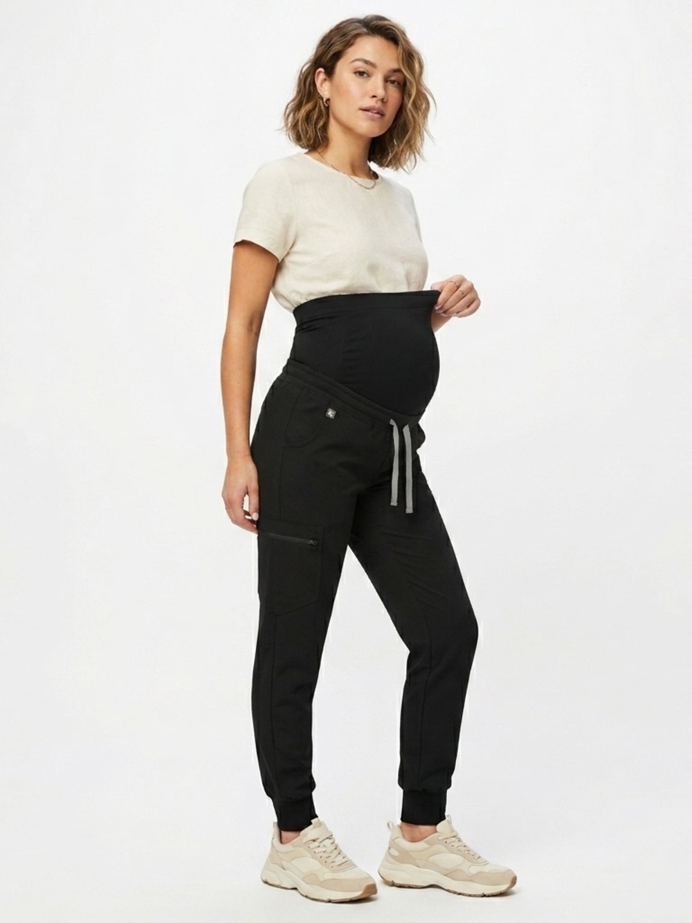 Figs Black Maternity Joggers with Waistband